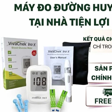 [COMBO] Máy Đo Đường Huyết + 50 Que Đo + 50 Kim Lấy Mẫu Cao Cấp Thương Hiệu VivaChek - Đường huyết
