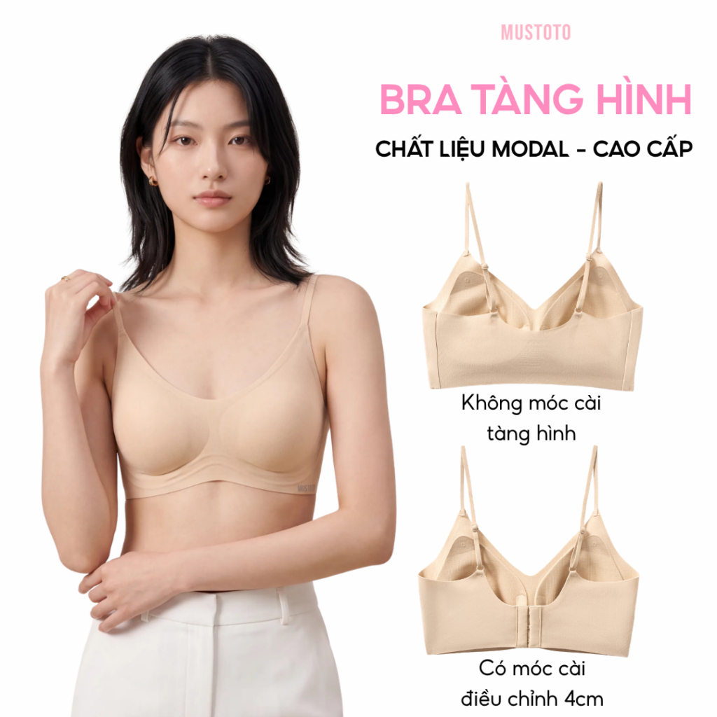 [NEW 2026-BRA MODAL SILK] MUSTOTO Áo Lót Nữ Mút Mỏng 1cm Tàng Hình Không Gọng Form CHUẨN (MA60-MA6001)