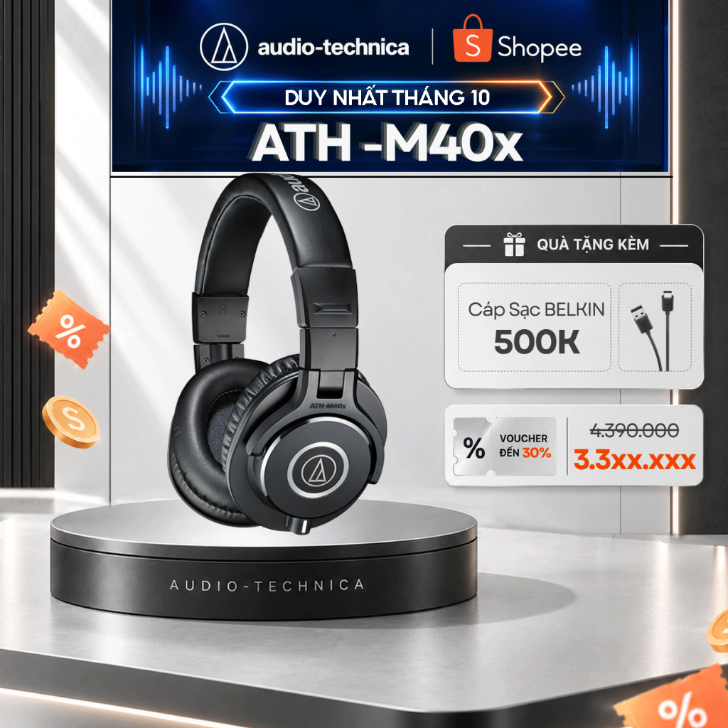 [Chính Hãng] Tai Nghe Kiểm Âm Chuyên nghiệp Audio Technica ATH-M40x - Cao Cấp, Chuyên Nghiệp