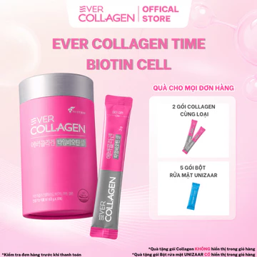Bột Collagen Thuỷ Phân Peptide Cao Cấp Hỗ Trợ Làm Đẹp Da, Tóc Và Móng Ever Collagen Time Biotin Cell 30x3g - Newtree