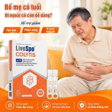 Men vi sinh chứa 5 tỷ bào tử lợi khuẩn giúp giảm Rối loạn tiêu hoá, Tiêu hoá kém LiveSpo Colytis
