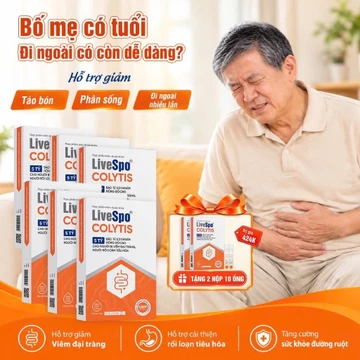 Combo 6 hộp Men vi sinh chứa 5 tỷ bào tử lợi khuẩn LiveSpo Colytis, giúp giảm Rối loạn tiêu hoá, Tiêu hoá kém