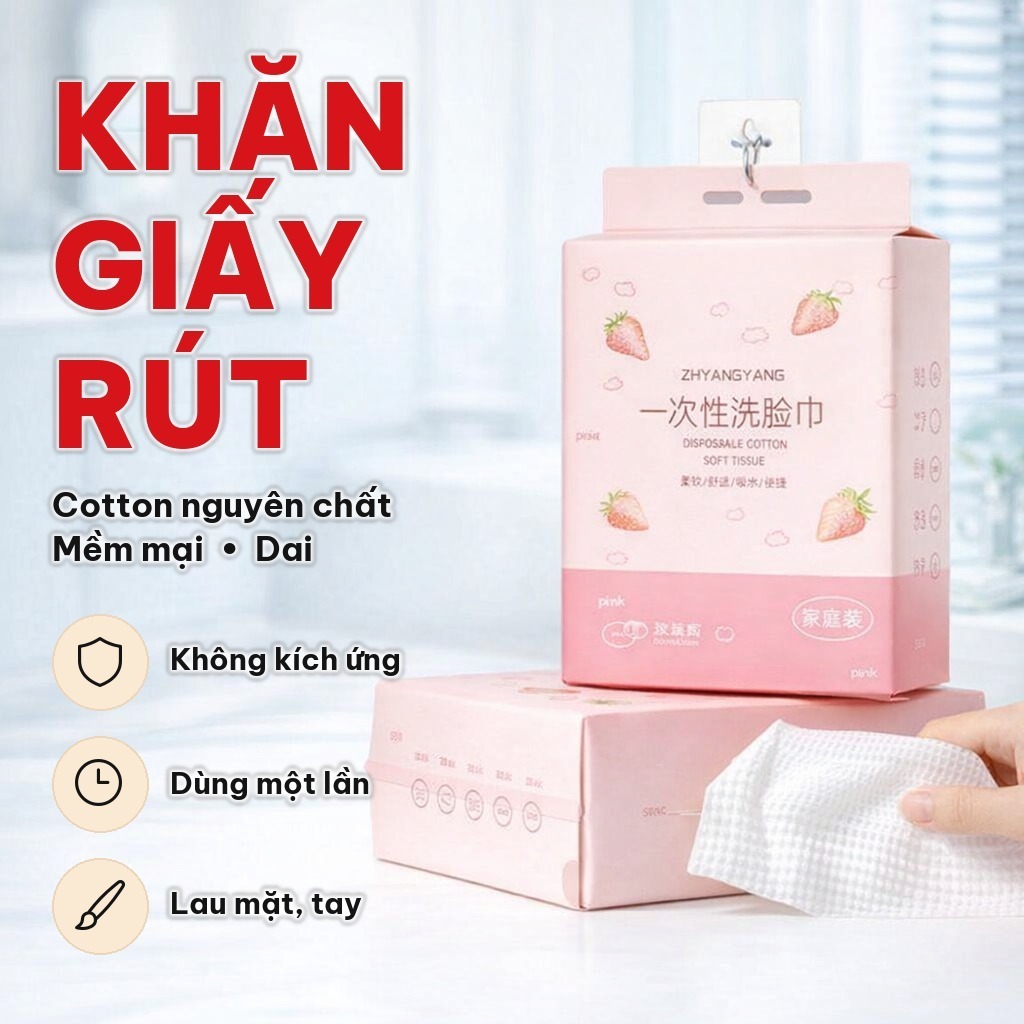 Khăn Giấy Rút ZYY Mềm Dai, Khăn Lau Mặt Dùng 1 Lần Bằng Giấy Cotton, Tiện Dùng Cho Gia Đình Hằng Ngày