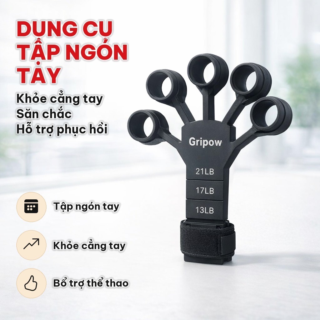 Dụng Cụ Tập Ngón Tay Gripow, Máy Tập Tay Cầm Tay Giúp Tăng Cường Sức Mạnh Cẳng Tay, Hỗ Trợ Chơi Thể Thao