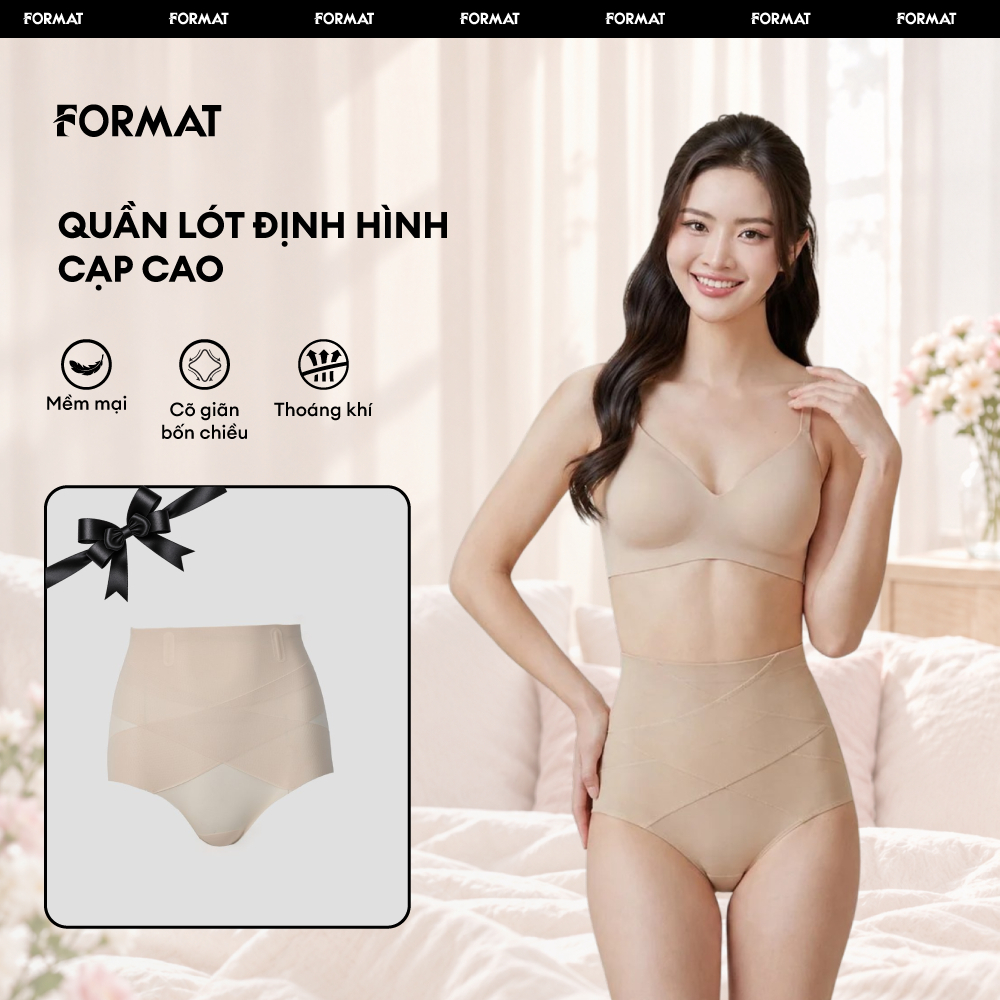 Quần Lót Định Hình Cạp Cao Format 10005919 Ôm Bụng Nâng Mông Không Đường May Co Giãn Êm Mịn