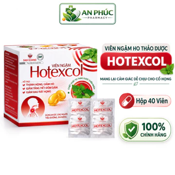Viên Ngậm Ho Hotexcol Thảo Dược – Hỗ Trợ Giảm Ho, Giảm Đờm, Thanh Họng, Dịu Rát Họng, Hộp 40 Viên