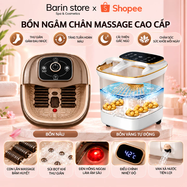 Máy Ngâm Chân Massage Cao Cấp | Bồn Ngâm Cao Cấp Tự Làm Nóng Nước Có Sục Khí | Massage Thư Giãn Ngủ Ngon