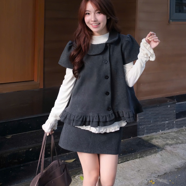 Set 2 món áo dạ cổ sen kèm chân váy dáng ngắn Nữ (áo trong bán rời) the.sweaterweather TSW | BigBuy360 - bigbuy360.vn