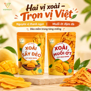 Xoài Sấy Dẻo Viefruit dày thịt dẻo mềm thơm vị xoài tự nhiên trái cây sấy ăn vặt healthy gói 100g 500g 1kg