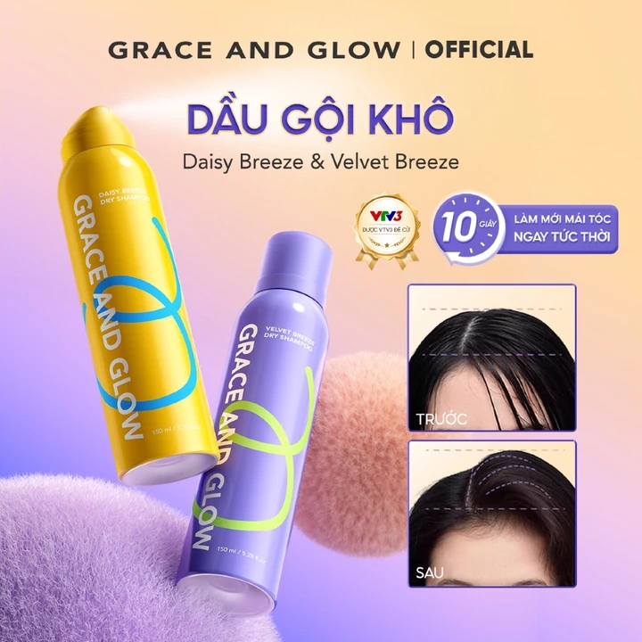 Dầu gội khô phồng tóc Grace and Glow Velvet Opium/Daisy Breeze kiềm dầu lâu bết giúp giải cứu tóc bết lưu 150ml