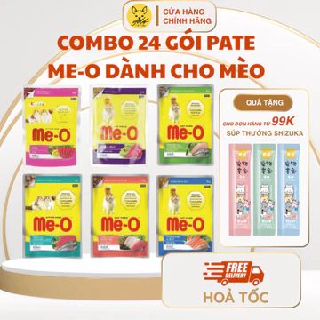 [Combo 24 mix vị] Pate Cho Mèo Pate Me-O Đủ Vị - mèo trưởng thành và mèo con - Gold Pet Shop