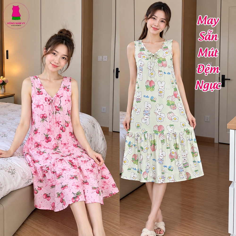 Váy đầm tole lanh mặc nhà có đệm ngực dáng đuôi cá 48-75kg