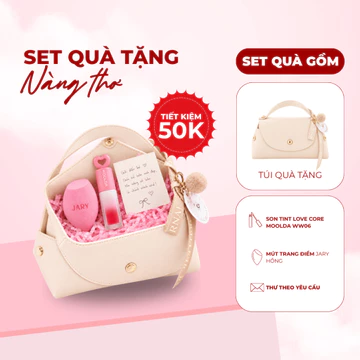 Set Quà Tặng Người Yêu Nàng Thơ: Son Lì Love Core Giữ Màu 150H + Mút Trang Điểm Jary, Có Hộp Sẵn, Quà Tặng Người Yêu