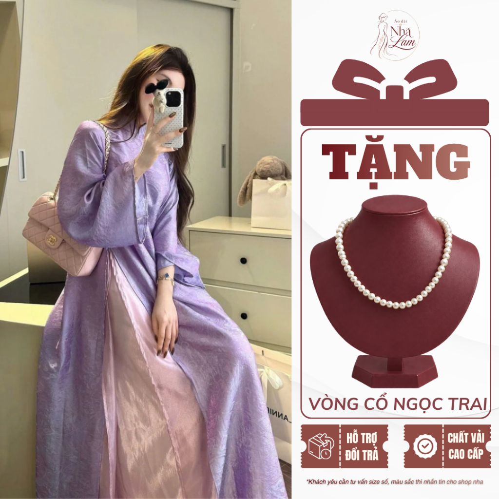 Áo Dài Cách Tân 4 Tà Dáng Xuông Vải Tencel Cao Cấp, Mặc Đi Dạy Dự Tiệc Đám Cưới Hỏi - Áo Dài NHÃ LAM