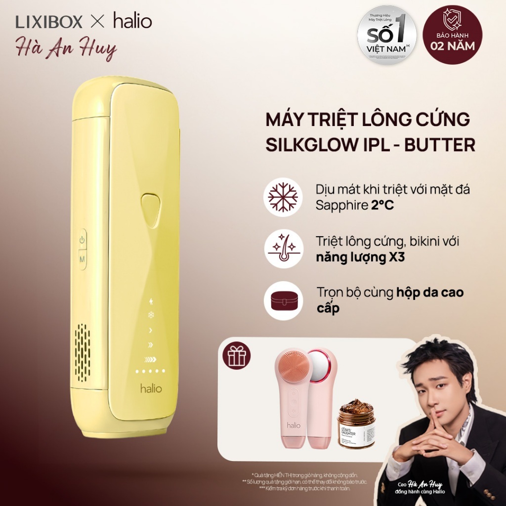 Máy Triệt Lông Halio SilkGlow IPL Sapphire Cooling Hair Removal Device - Butter