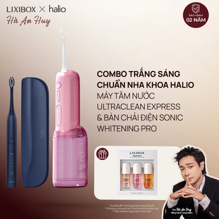 Combo Bàn Chải Điện Halio Sonic Whitening Electric Toothbrush PRO & Tăm Nước Halio UltraClean Express Hydro Floss