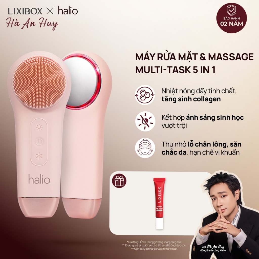 Máy Rửa Mặt Massage Tích Hợp Liệu Pháp Ánh Sáng Và Nhiệt Halio Multi-task Cleansing & Massaging