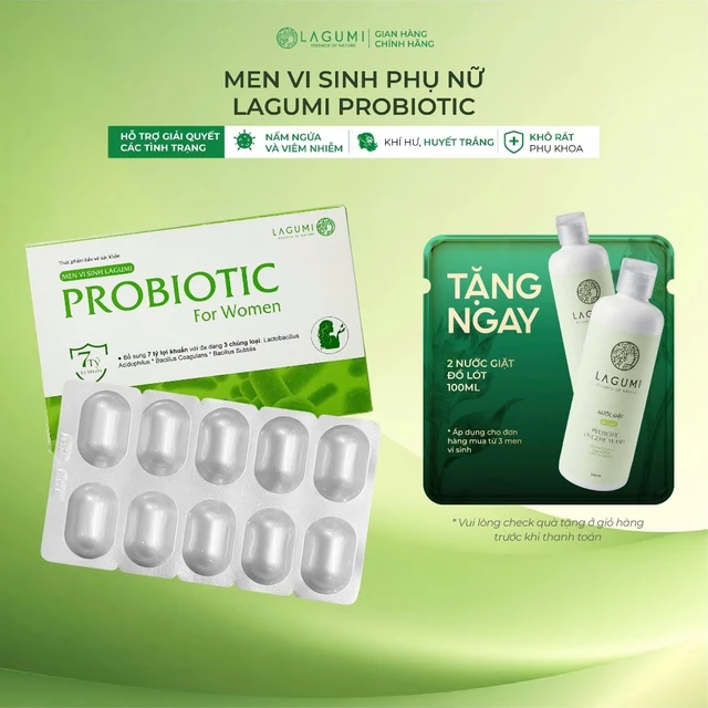 [Hộp 10 Viên] Men Vi Sinh Phụ Nữ LAGUMI PROBIOTIC Bổ Sung 7 Tỷ Lợi Khuẩn Giúp Giảm Viêm Nhiễm, Nấm Ngứa Phụ Khoa