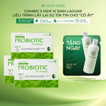 3 Hộp Men Vi Sinh Phụ Nữ LAGUMI PROBIOTIC Giúp Giảm Viêm Nhiễm, Nấm Ngứa, Khí Hư, Mùi Hôi - 1 hộp 10 viên