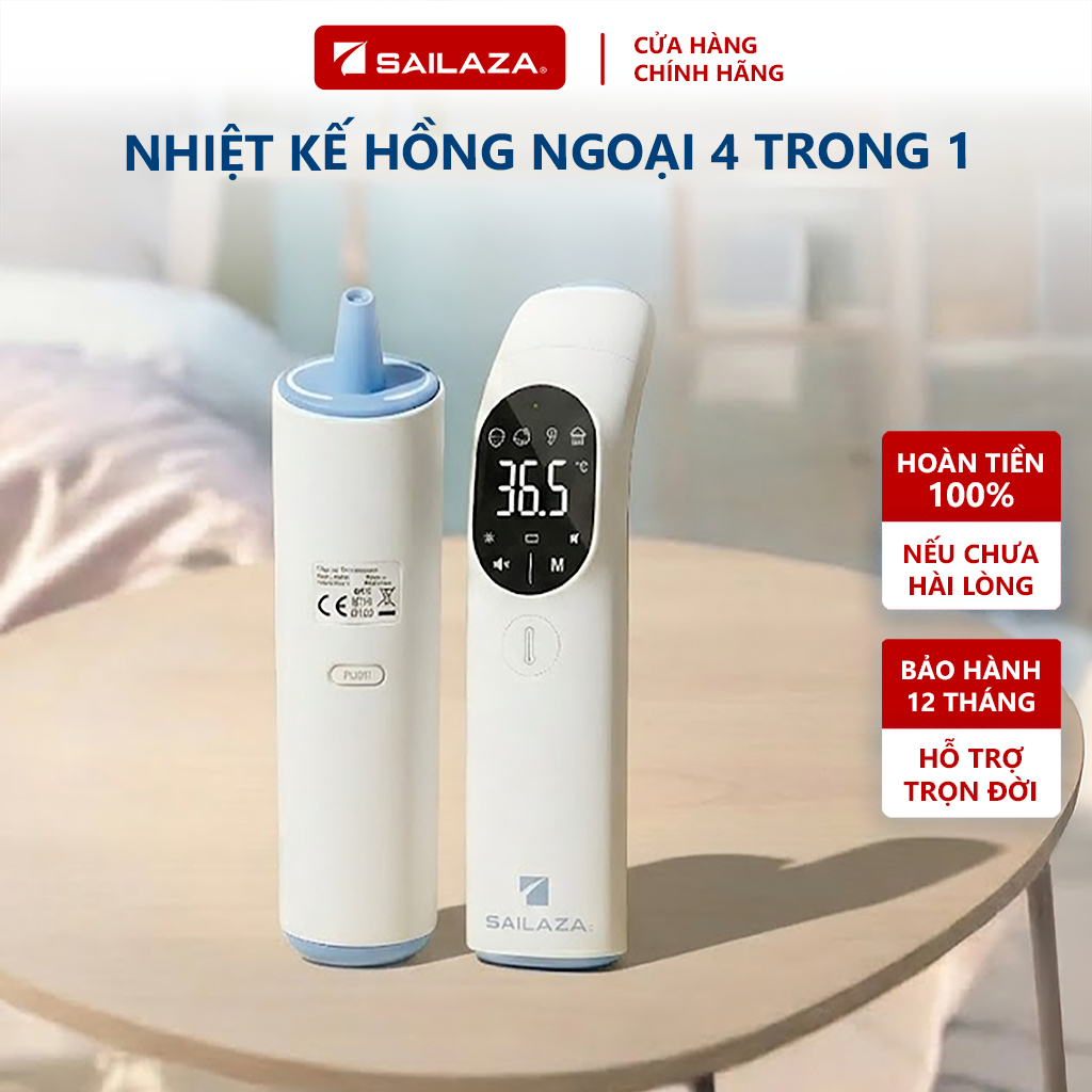 Nhiệt kế điện tử hồng ngoại 3 trong 1 cao cấp Sailaza 20F, bảo hành 24 tháng