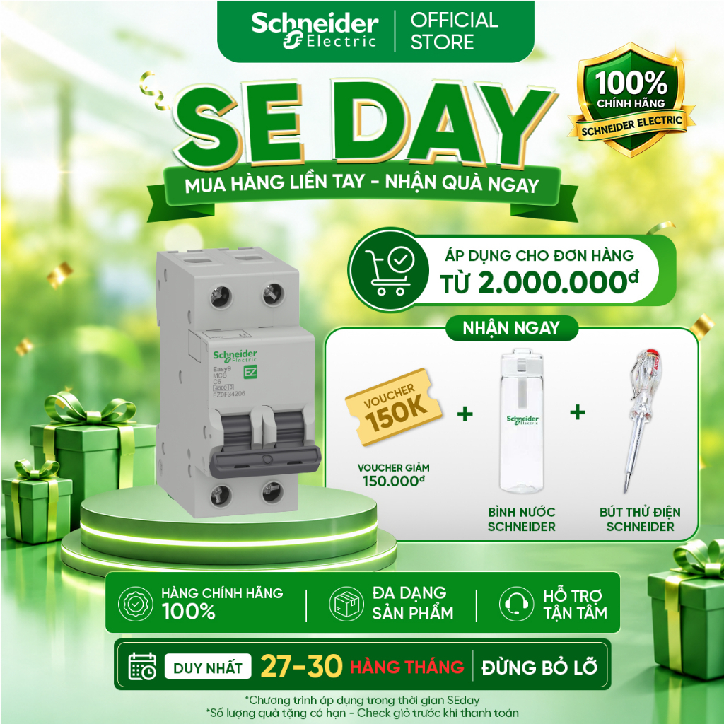 Aptomat MCB Easy9 2P Schneider EZ9F34206 EZ9F34210 EZ9F34216 EZ9F34220 EZ9F34225 EZ9F34232 EZ9F34240 EZ9F34250 EZ9F34263