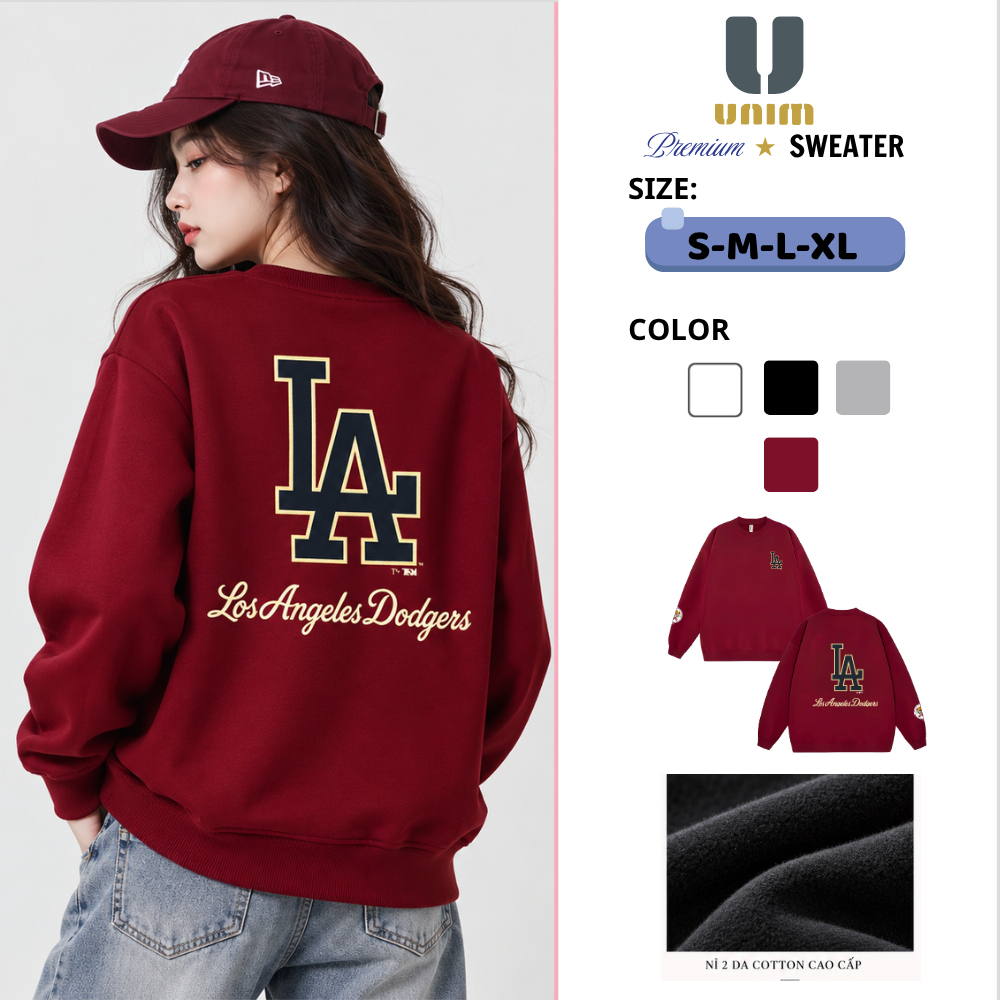 [HỎA TÔC HNOI] Áo Sweater NY LA Dragon House Unim Fashion Mẫu Mới Chất Liệu Nỉ Ép Hàn Cao Cấp Không Xù