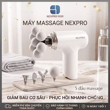 [ 5 ĐẦU] Máy Massage Cầm Tay NEXPRO AI, Máy Mát Xa Cầm Tay, Máy Massage Cổ Vai Gáy, Massage Cơ Bắp, Thư Giãn Toàn Thân