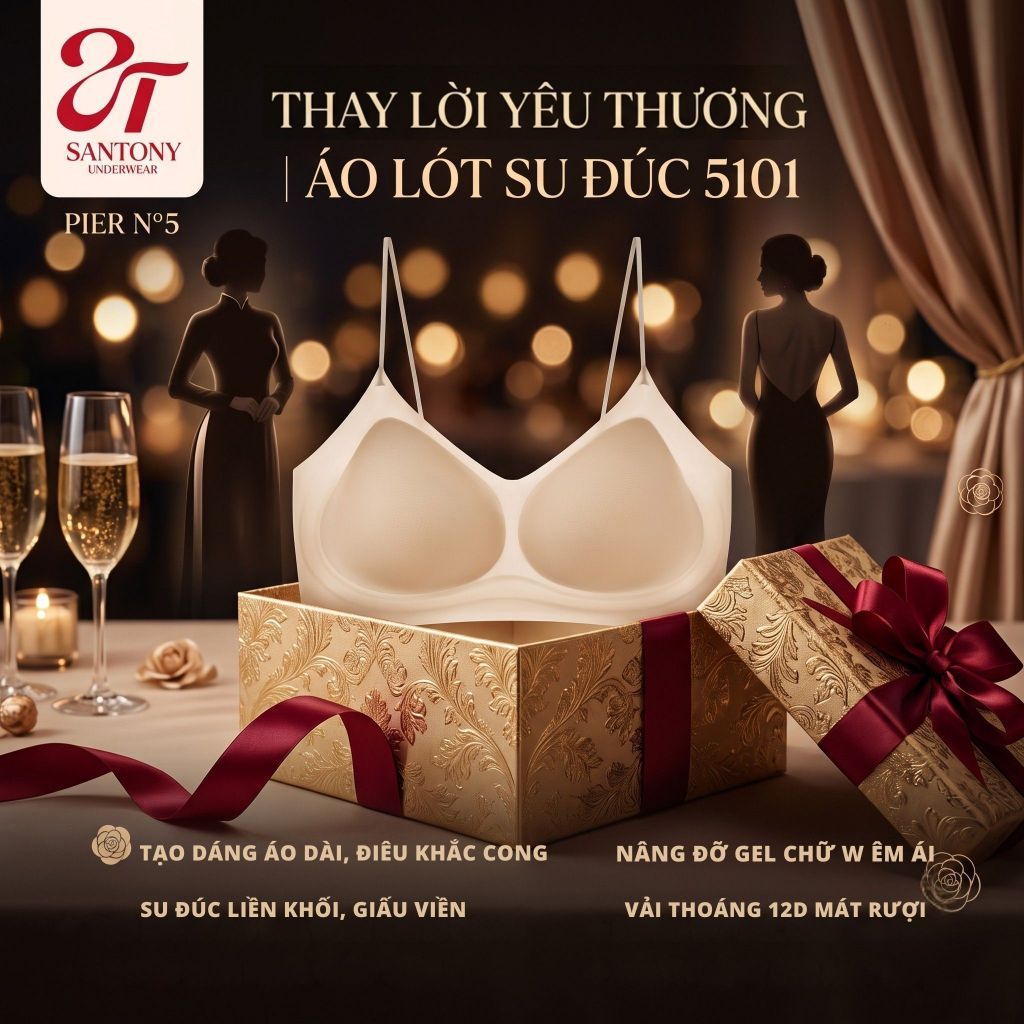 Set Quà Tặng Áo Lót Su Đúc Santony 5101 - Độ Dáng Áo Dài, Giấu Viền Dạ Tiệc PIER N°5