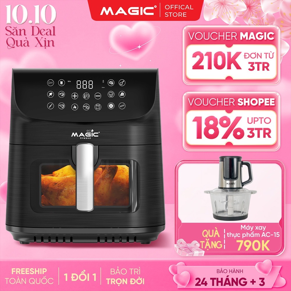 Nồi Chiên Không Dầu Magic Eco AC-160 9L, Công Nghệ Fry Force 360°, Công Suất 1800W, Điều Khiển Cảm Ứng