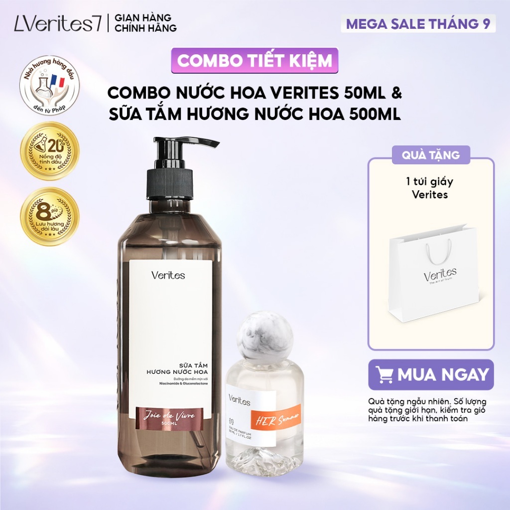 [Best Seller] Combo Sữa Tắm Hương Nước Hoa & Nước Hoa VERITES EDP 20% Ngọt Ngào, Nữ Tính và Quyến Rũ
