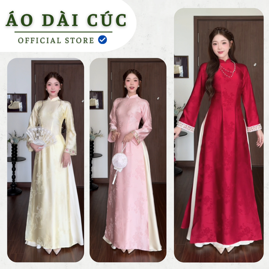Áo Dài Truyền Thống XUÂN THÌ, Tay Loe Phù Hợp Các Dịp Lễ Tết,Sự Kiện - Áo Dài Cúc