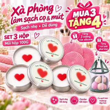 Xà Phòng Vệ Sinh Cọ Trang Điểm, Bông Mút Makeup, Làm Sạch Cọ và Mút Trang Điểm, Kèm Miếng Rửa Cọ Trang Điểm