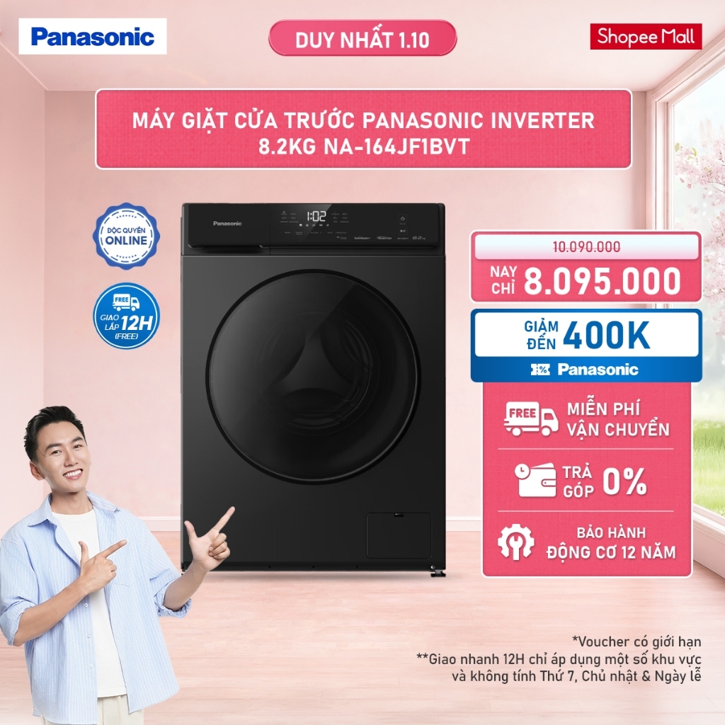 Máy Giặt Cửa Trước Panasonic Inverter 8.2KG NA-164JF1BVT