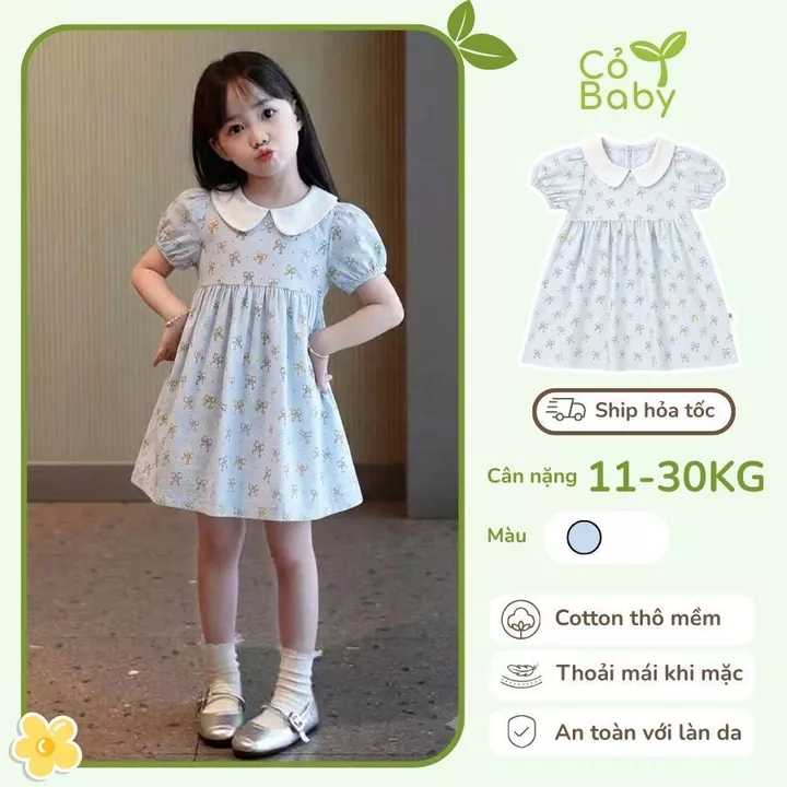 Váy Bé Gái, Váy Sát Nách Thiết Kế Cánh Tiên Phong Cách Tiểu Thư Chất Liệu Mềm Mại