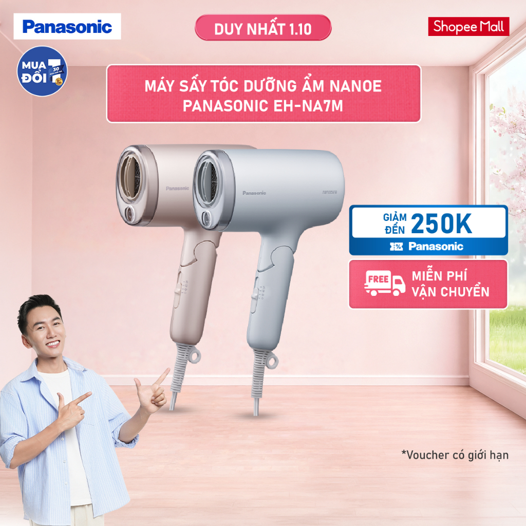 Máy sấy tóc dưỡng ẩm nanoe Panasonic EH-NA7M mái tóc khỏe và đẹp hơn - Có thể gập