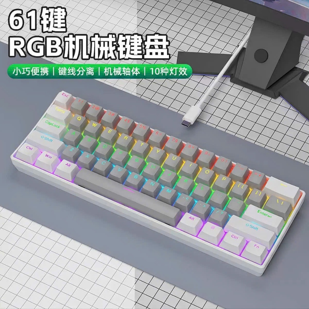 Bàn phím cơ K61SE - 1mode kết nối type - Led Rainbow 10 hiệu ứng | BigBuy360 - bigbuy360.vn