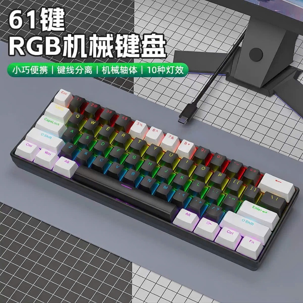 Bàn phím cơ K61SE - 1mode kết nối type - Led Rainbow 10 hiệu ứng | BigBuy360 - bigbuy360.vn