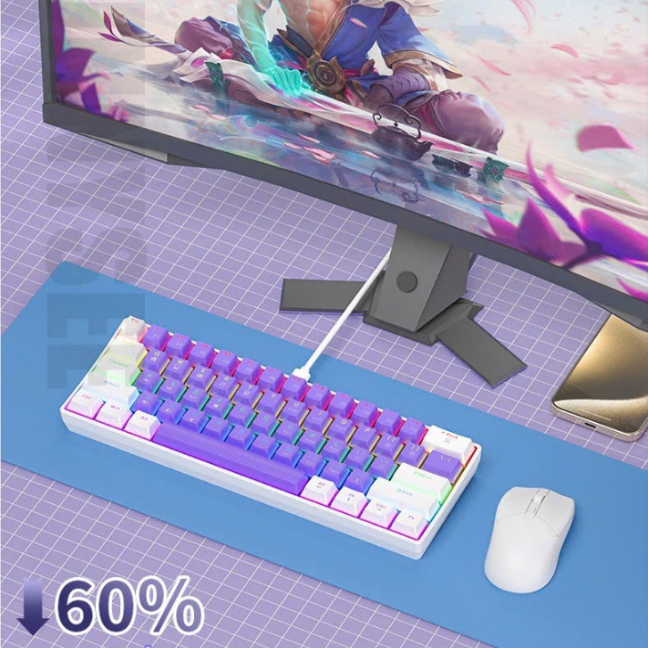 Bàn phím cơ K61SE - 1mode kết nối type - Led Rainbow 10 hiệu ứng | BigBuy360 - bigbuy360.vn