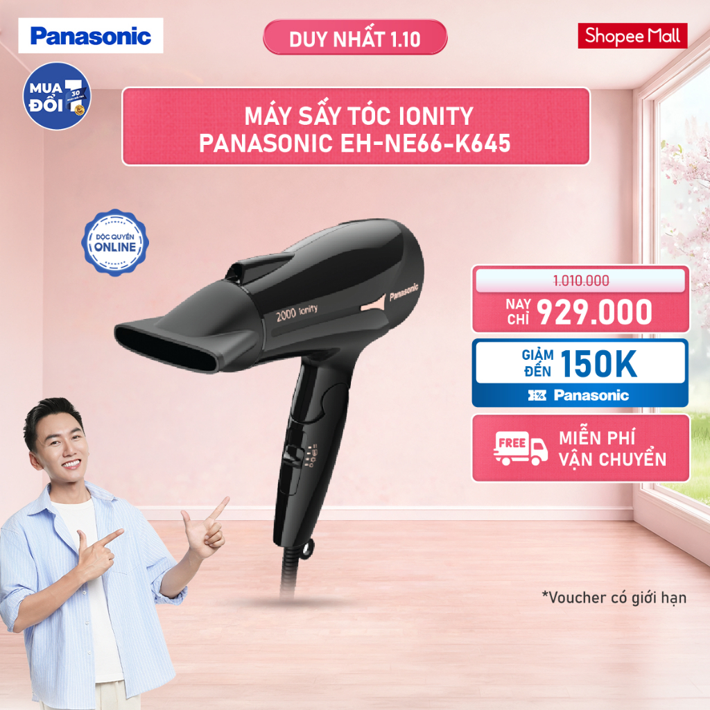 Máy Sấy Tóc Ionity Panasonic EH-NE66-K645 - Tay Cầm Gấp Tiện Lợi - BH 12 Tháng