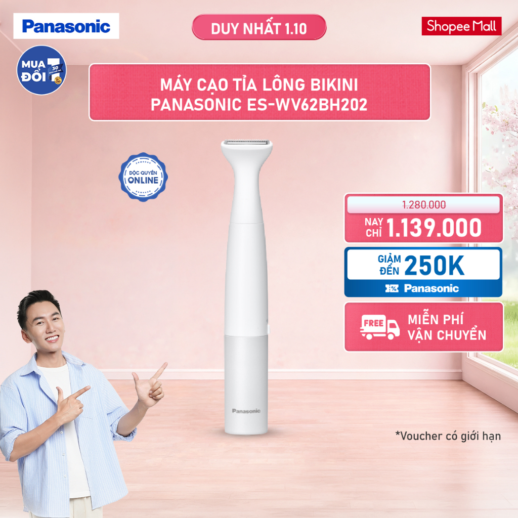 Máy cạo tỉa lông bikini Panasonic ES-WV62BH202 - Cạo nhanh, êm ái, an toàn cho da