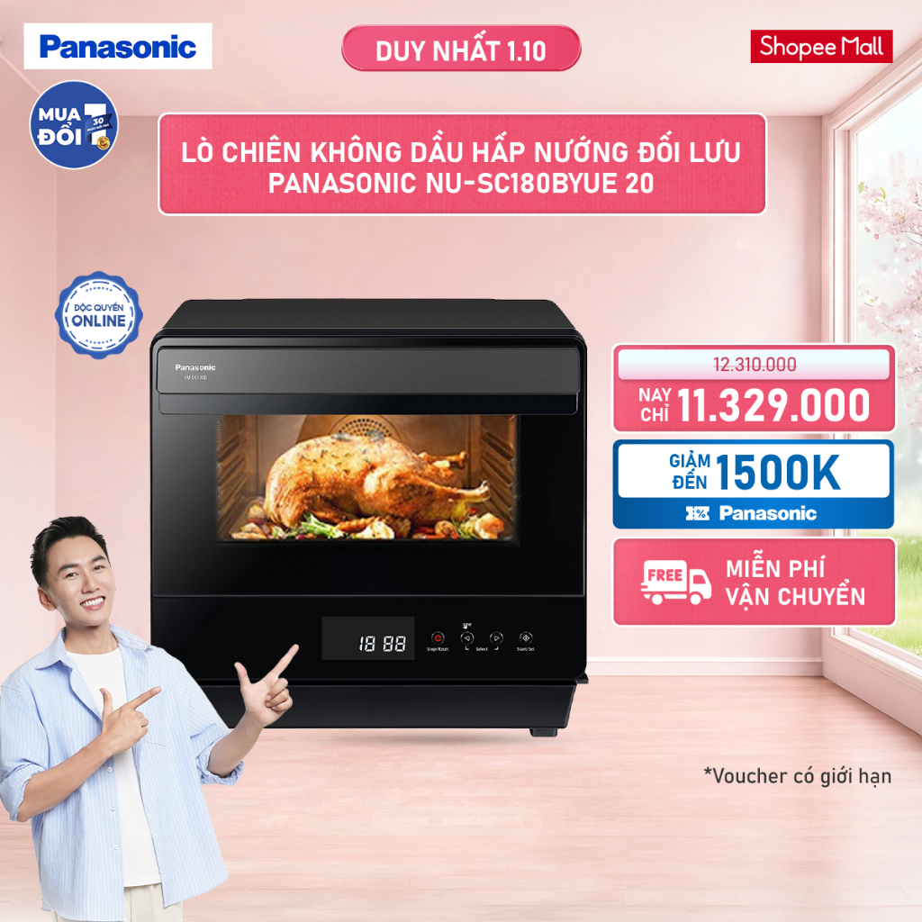 Lò chiên không dầu hấp nướng đối lưu Panasonic NU-SC180BYUE 20 lít - Chính Hãng