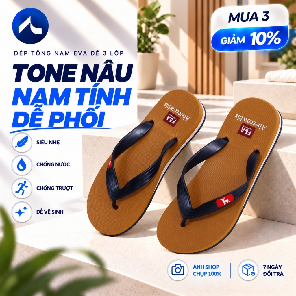 Dép Tông Nam EVA Đế 3 Lớp Công Thái Học | Dép Xỏ Ngón Nam Siêu Nhẹ Chống Nước Chống TrượtMã LP02