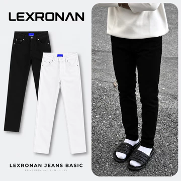 Quần Jeans Nam LEXRONAN Quần Bò Nam Jeans Đen Nam Quần Jean Slim Fit Jean Co Giãn Quần Basic #JN01