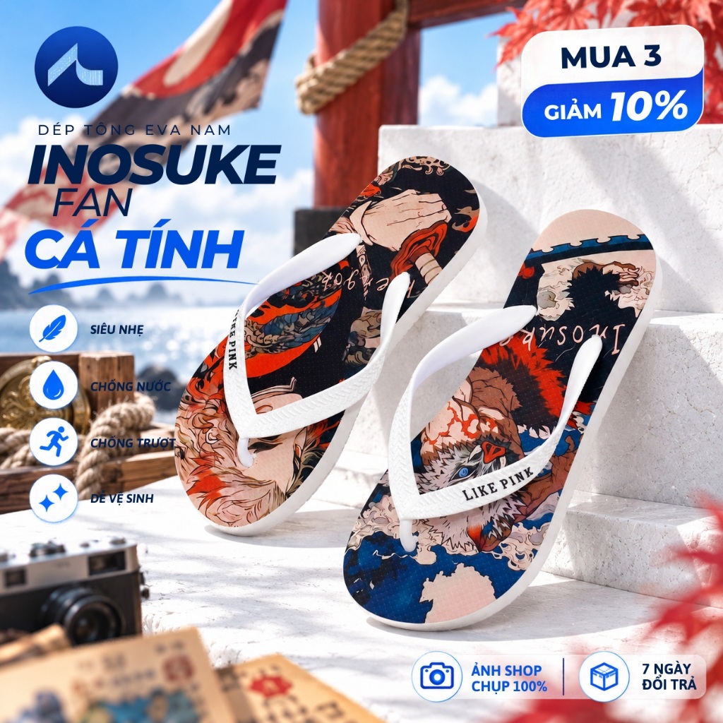 Dép Tông Nam EVA In Hình Cá Tính, Dép Xỏ Ngón Họa Tiết 6 Mẫu Phong Cách Trẻ Trung LP10