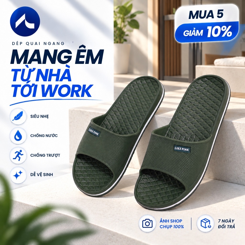 Dép Đi Trong Nhà Văn Phòng Khách Sạn I Dép Quai Ngang, Quai Bản Rộng Đế Êm LP05