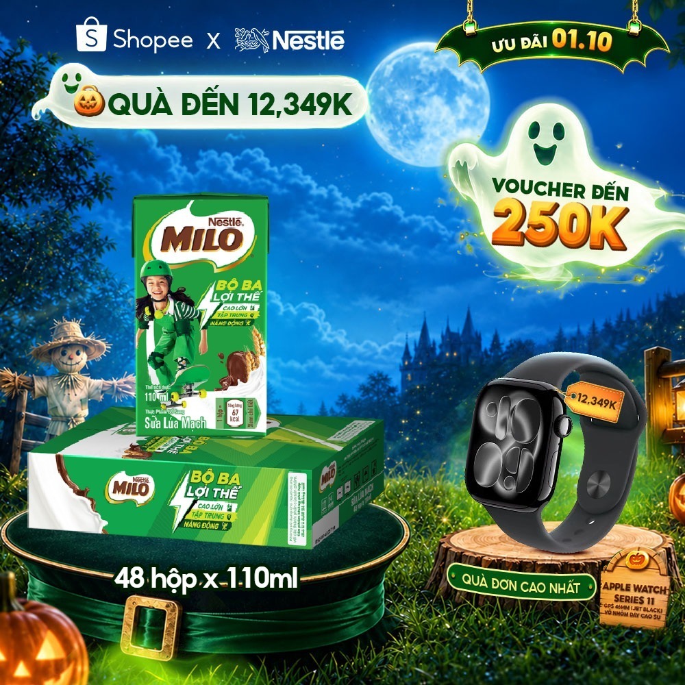 Sữa lúa mạch Nestlé® MILO® thùng 12 x 110ml (12x4x110ml)