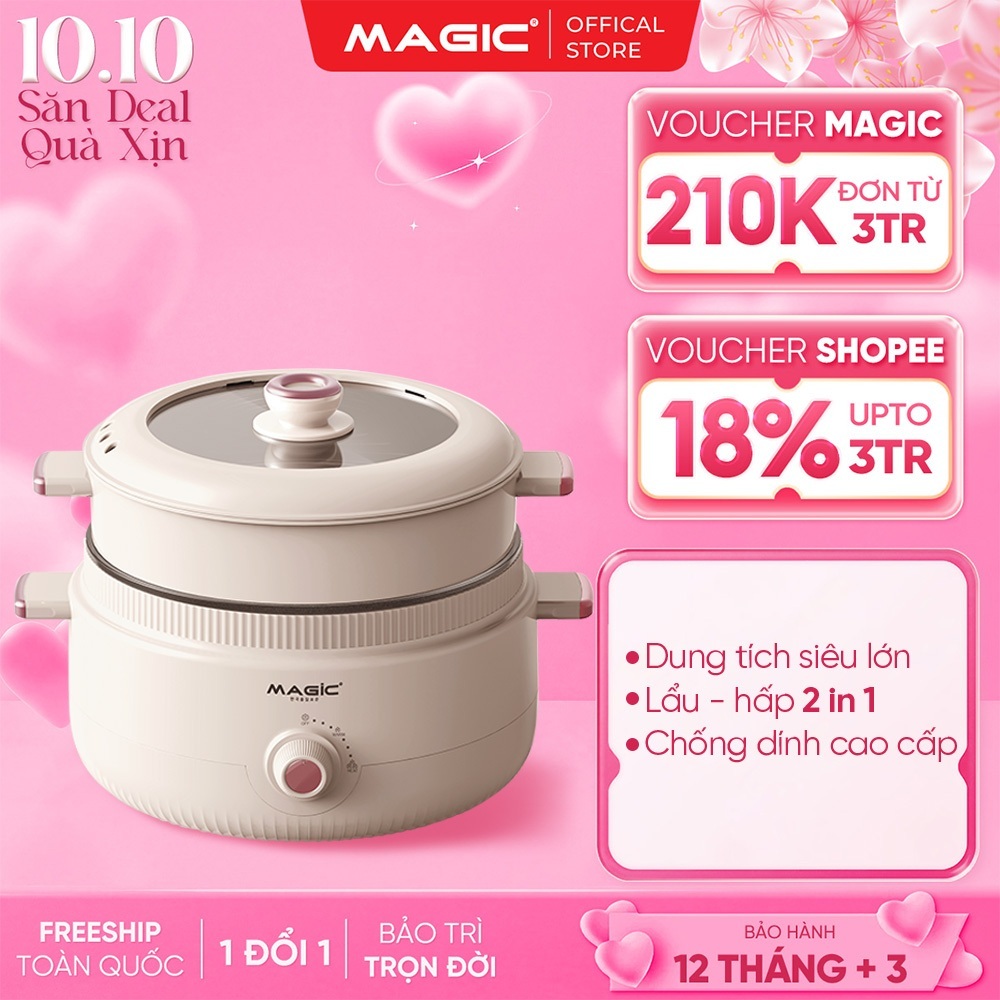 Nồi lẩu hấp đa năng Magic A-091, dung tích 4L, công suất 2000W, bảo hành chính hãng 12 tháng