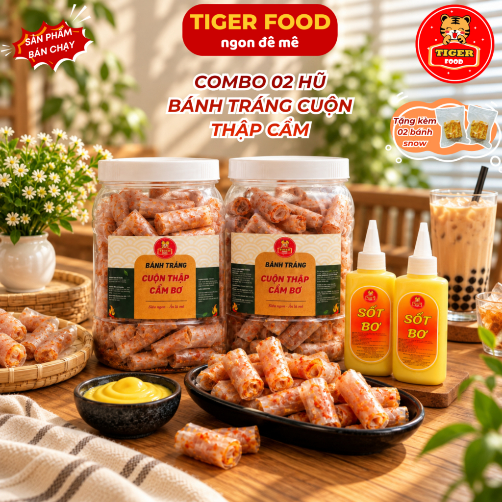 Bánh Tráng Cuộn Thập Cẩm TIGER FOOD Bánh Tráng Cuộn Thập Cẩm Siêu Ngon - Đồ Ăn Vặt Sài Gòn Snack Thức Ăn