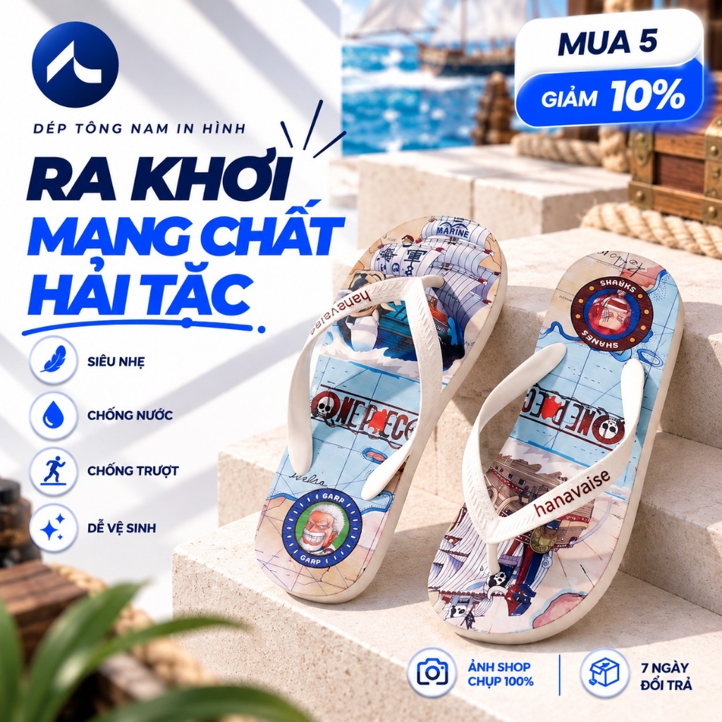 Dép Tông Nam EVA In Hình Cá Tính | Dép Xỏ Ngón Nam Siêu Nhẹ Chống Nước, Họa Tiết Đi Biển Nổi Bật LP10