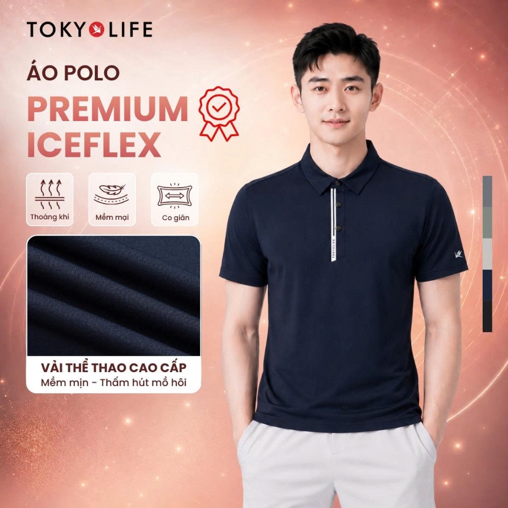 Áo Polo Nam TokyoLife Premium IceFlex™ - Mát Lạnh, Co Giãn 4 Chiều, Thoáng Khí, Thể Thao Cao Cấp 40006059